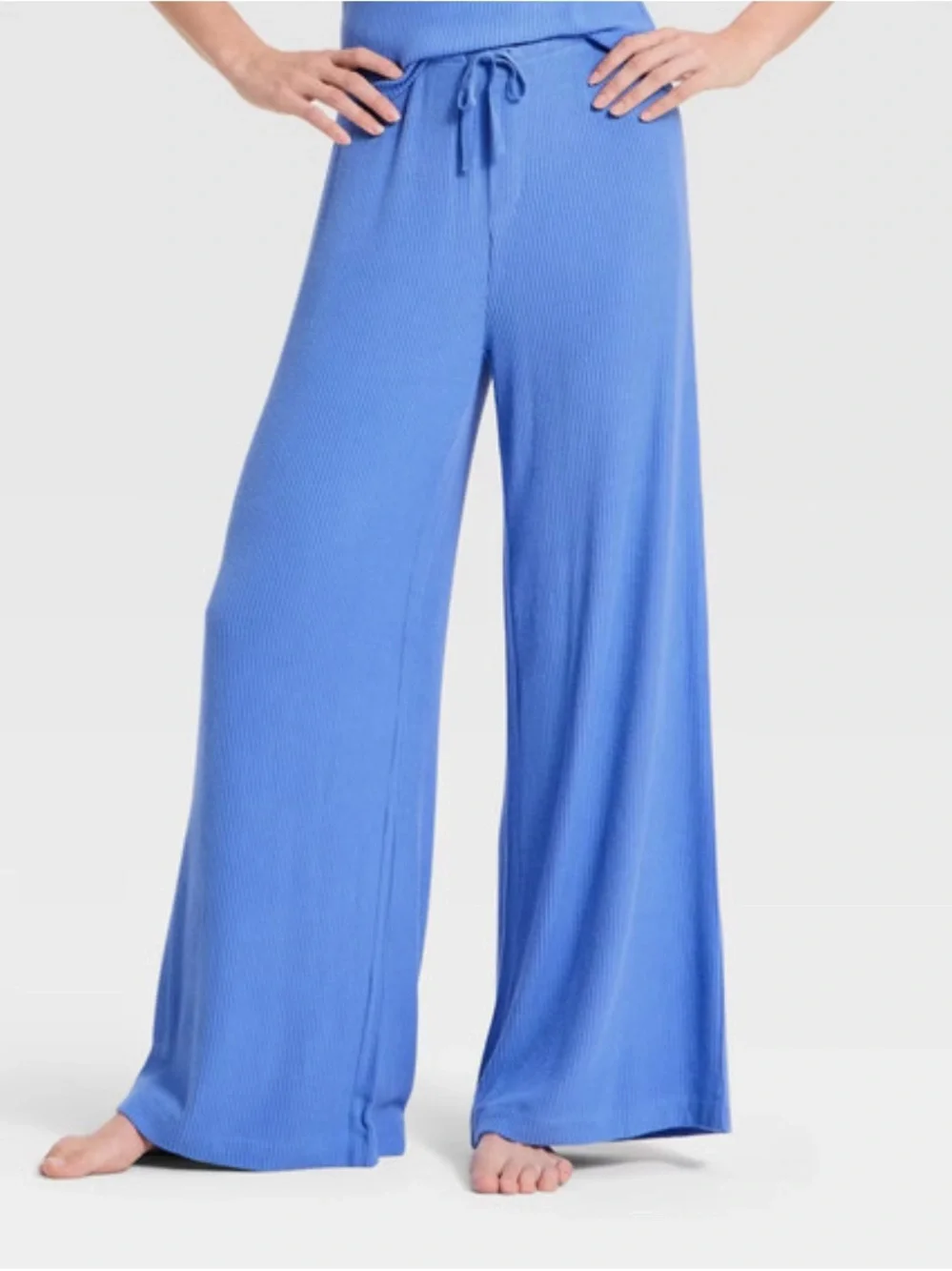 Auden Periwinkle Ribbed Wide-Leg Lounge Pants